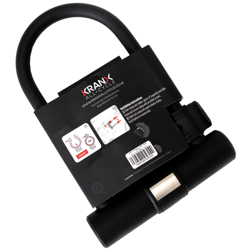 Kranx Fortress Plus 14mm x 265mm U-Lock (with Bracket) boxed rear