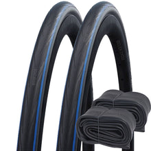 Load image into Gallery viewer, 700 x 25c Schwalbe Lugano II BLUE Stripe Tyre (HS471) 25-622