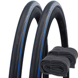 700 x 25c Schwalbe Lugano II BLUE Stripe Tyre (HS471) 25-622