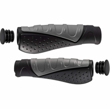 Load image into Gallery viewer, Triple-Density Ergonomic Comfort Grips with Bar Ends (Grey/Black)