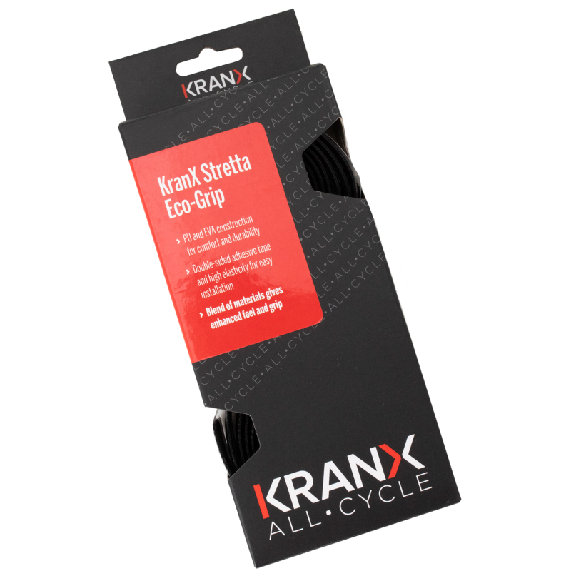 KranX Stretta Primo-Gel-Backed High Grip Handlebar Tape in Black boxed