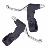 4-Finger ATB/MTB/Hybrid Brake Levers (PAIR). Alloy/Resin. Black/Silver. *Clearance Item