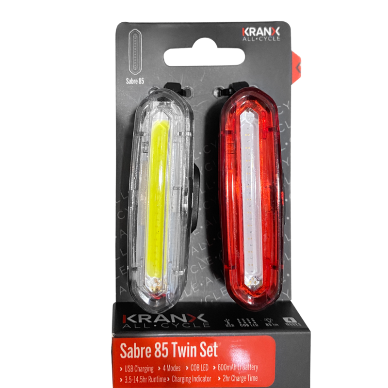 Kranx Sabre 85 Lumen USB 4-Mode Light Set boxed