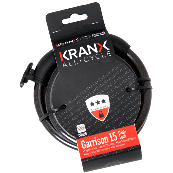 Kranx Garrison 15mm x 1800mm Combination Cable Lock | Click Cycle