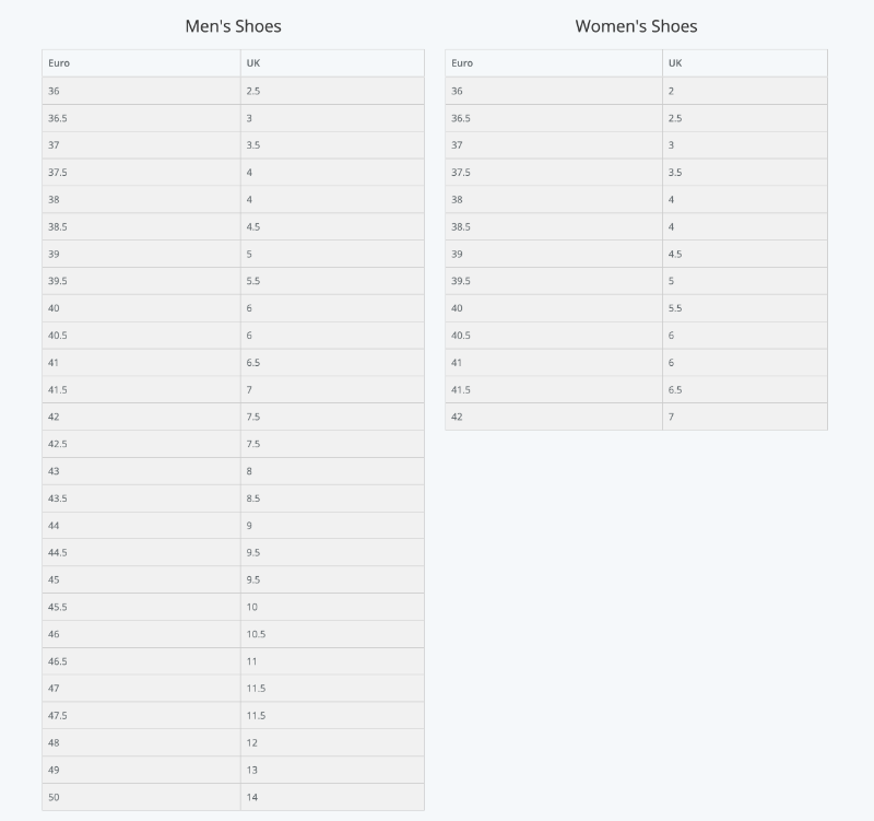 Shimano Size Guide