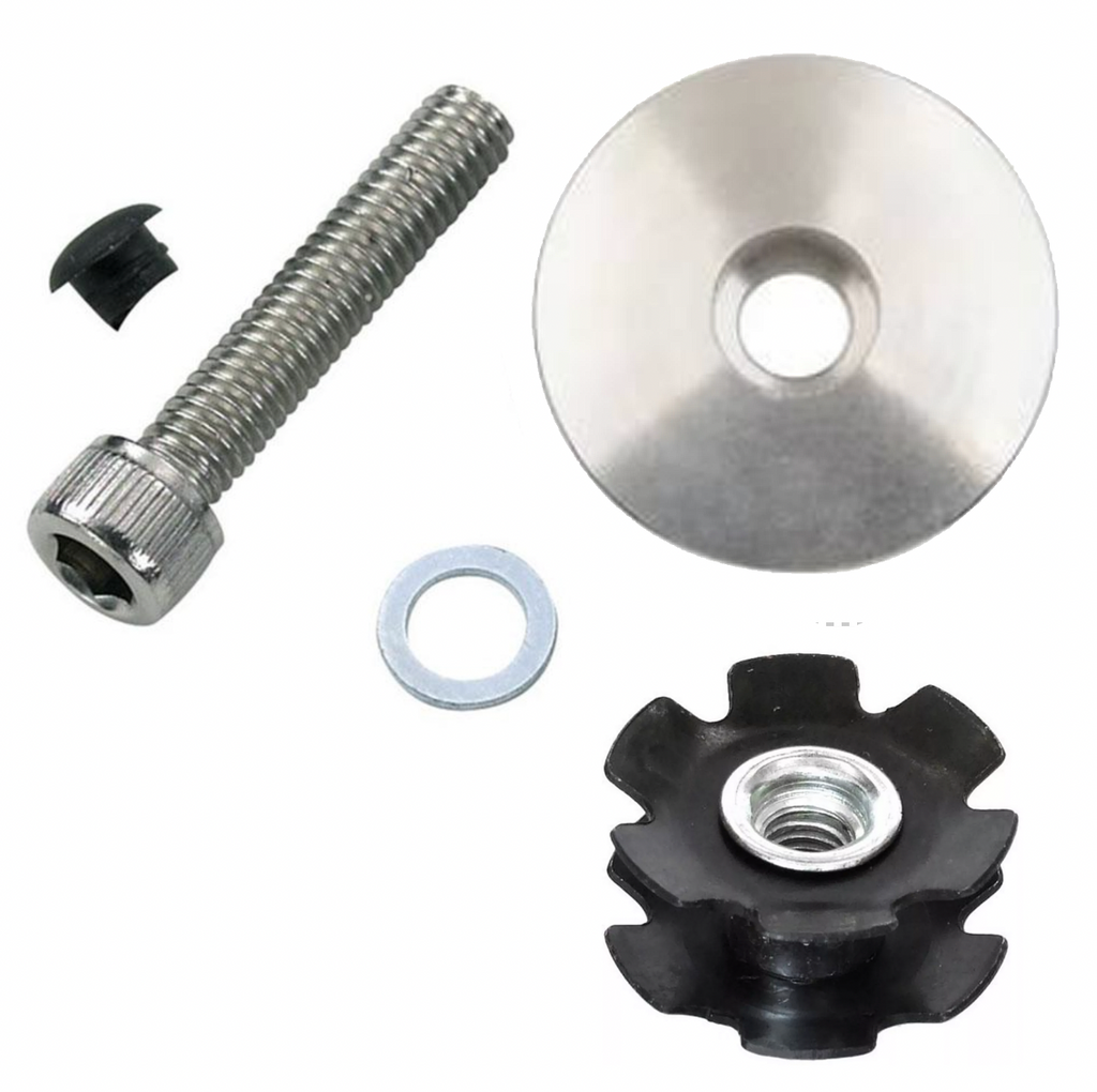 Headset Top Cap, and Star Nut Bolt 1 1/8" Inch, Silver *CLEARANCE ITEM