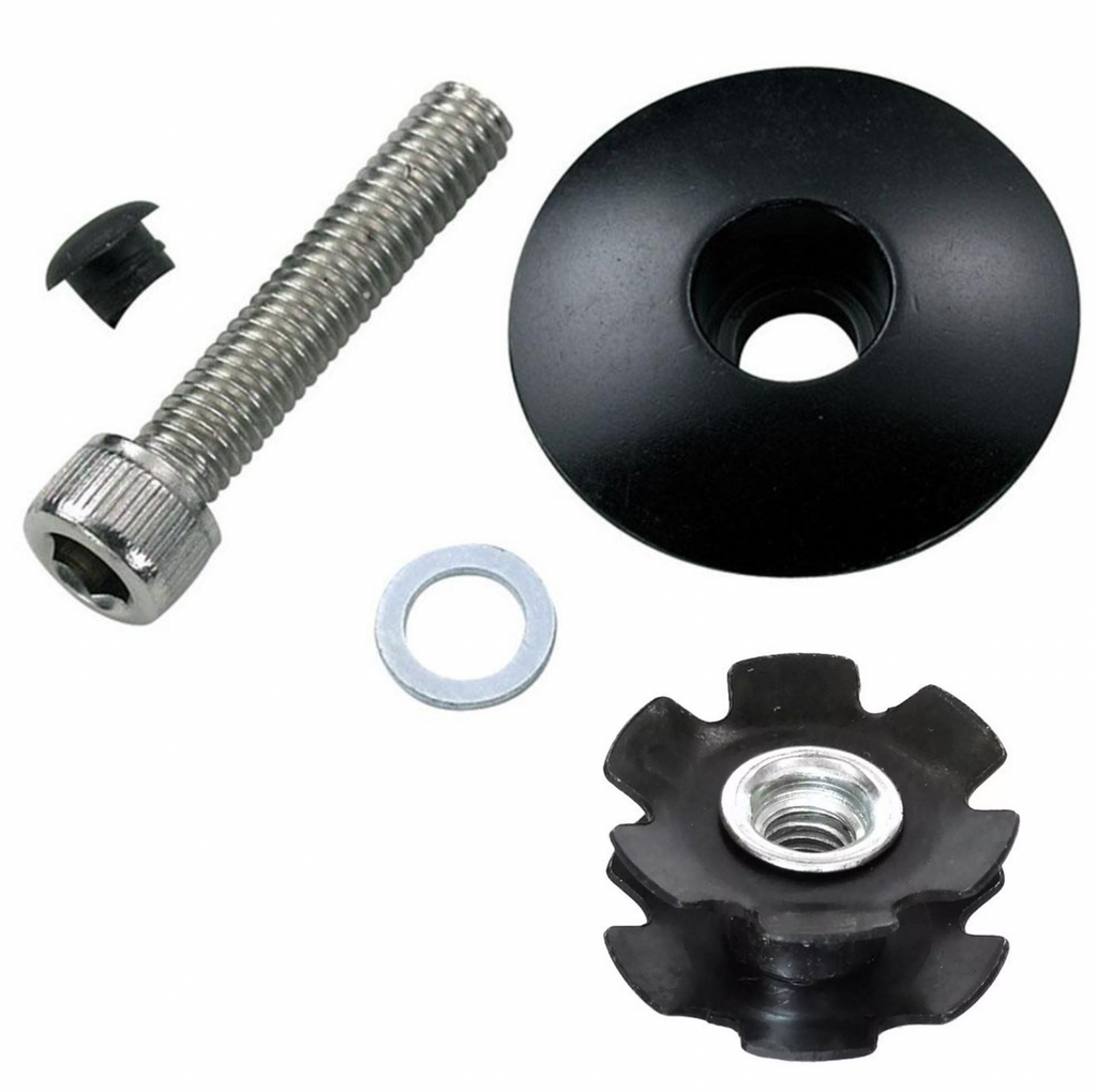 Headset Top Cap, and Star Nut Bolt 1 1/8" Inch, Black *CLEARANCE ITEM