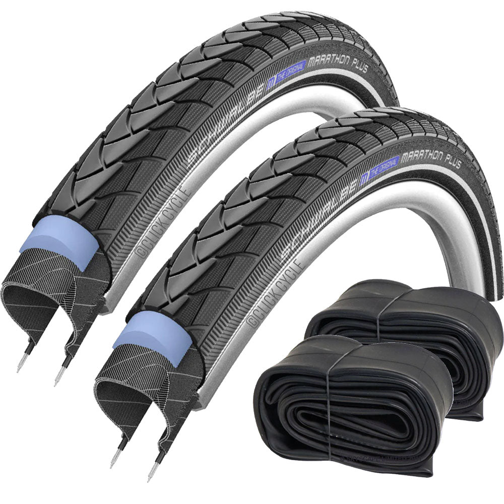 16 x 1.35 Schwalbe Marathon Plus Tyre HS440 (SmartGuard/Endurance Compound) Black/Reflex (35-349) Brompton Size