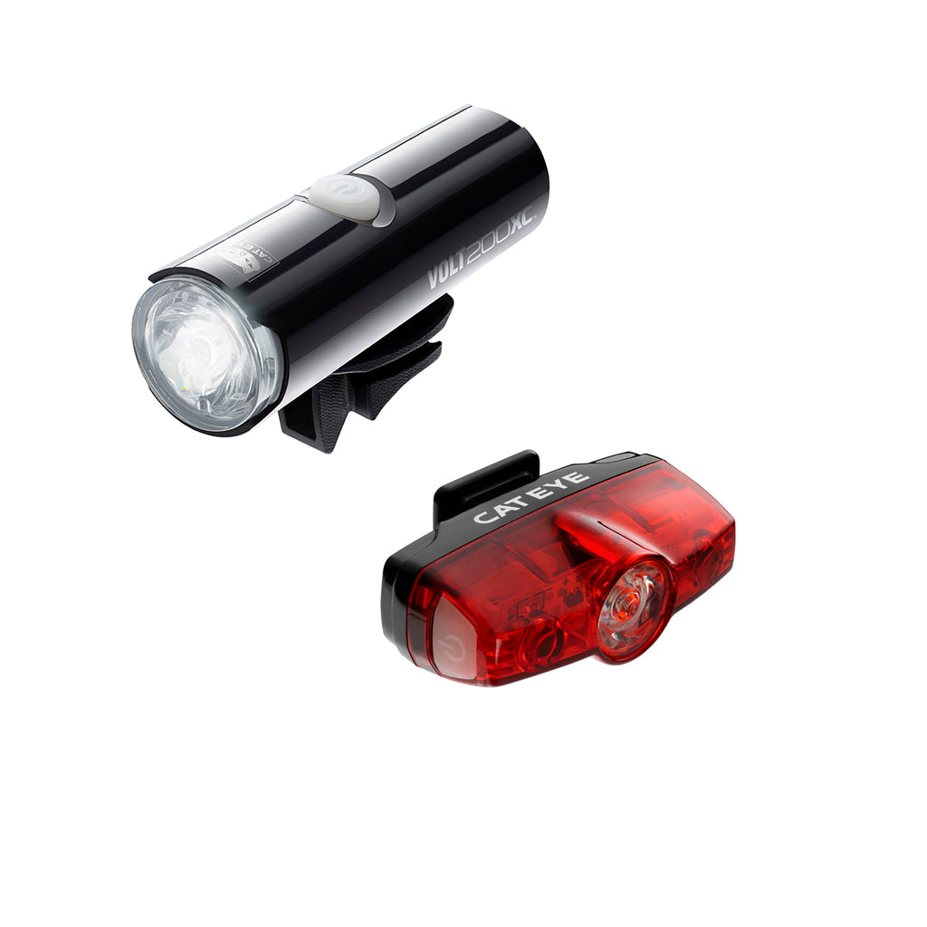 Cateye Volt 200 XC Front Light & Rapid Mini Rear USB Rechargeable Light Set