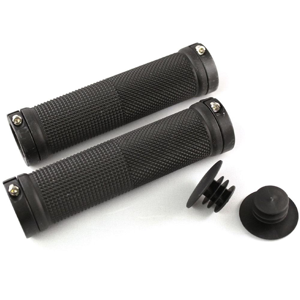 MTB Lock On Grips with Andonised Black Lock-On and End Plugs