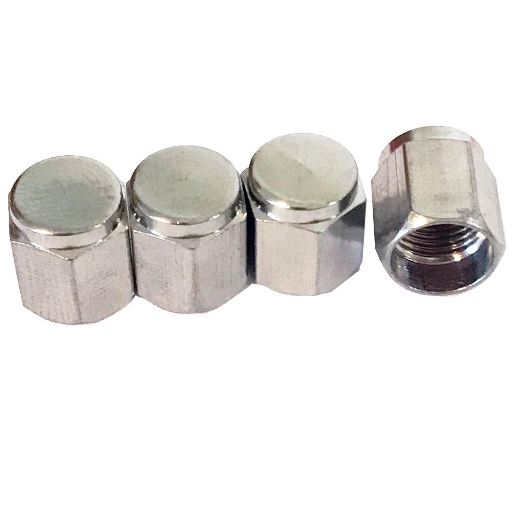 Hex Metal Dust Caps - Schrader / Car Valve Type - 2 or 4 packs