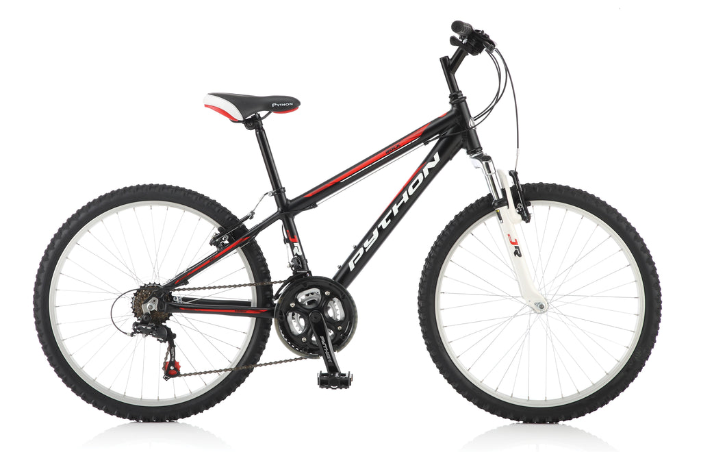 Python Rock FS - Front Suspension Junior Mountain Bike - Boys - 24” - Black