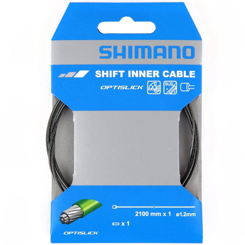 Shimano Inner Gear Cable - Road / MTB - OPTISLICK coated gear inner (1.2mm x 2100 mm). Single.